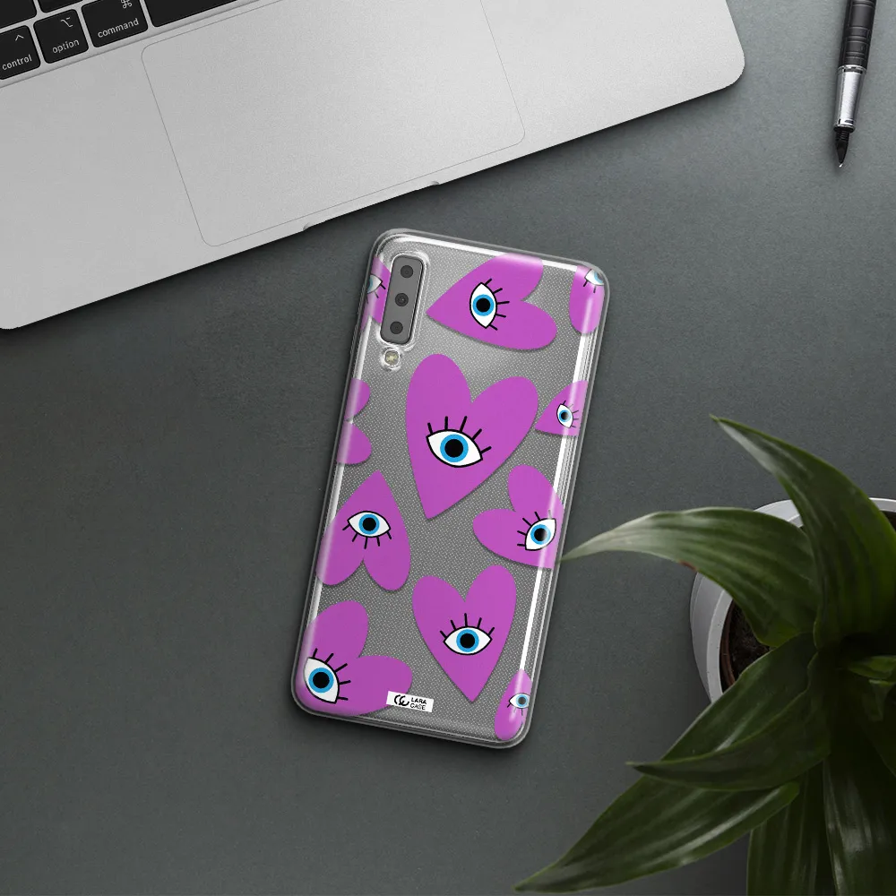 A Purple Heart With Eyes And A Black Eye Samsung A7 2018 Clear Tpu Case