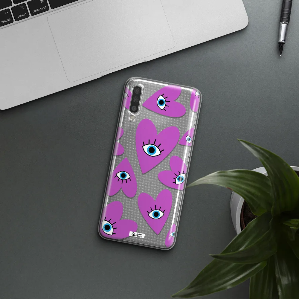 A Purple Heart With Eyes And A Black Eye Samsung A70 Clear Tpu Case
