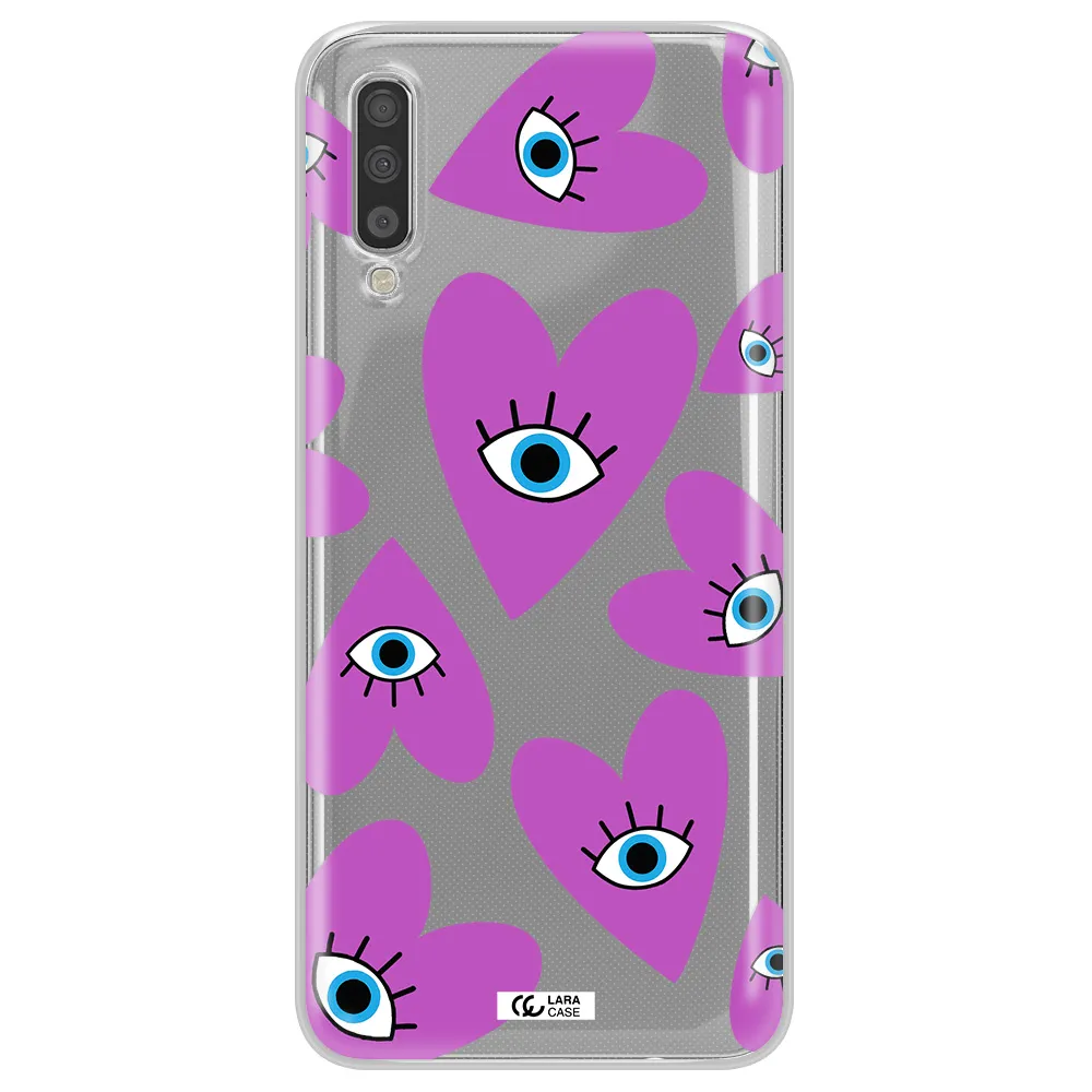 A Purple Heart With Eyes And A Black Eye Samsung A70S Clear Tpu Case
