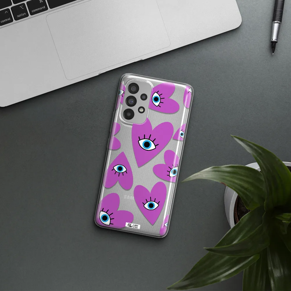 A Purple Heart With Eyes And A Black Eye Samsung A73 Clear Tpu Case