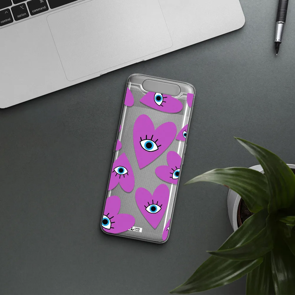 A Purple Heart With Eyes And A Black Eye Samsung A80 Clear Tpu Case