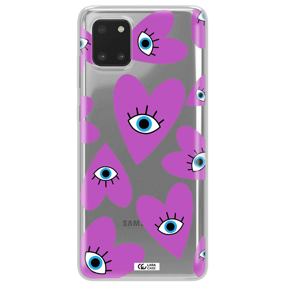 A Purple Heart With Eyes And A Black Eye Samsung A81 Clear Tpu Case