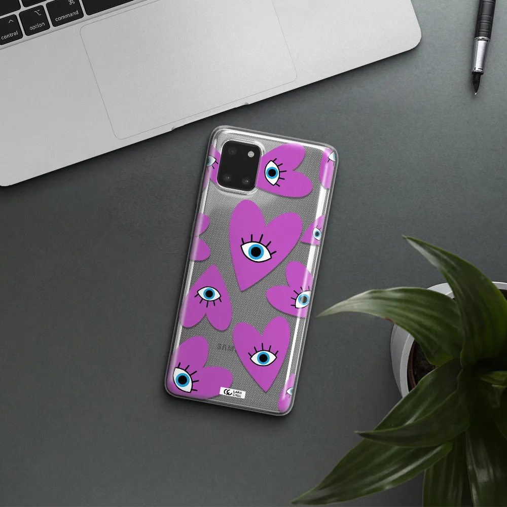 A Purple Heart With Eyes And A Black Eye Samsung A81 Clear Tpu Case