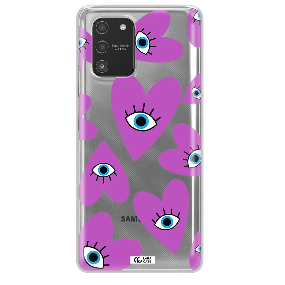 A Purple Heart With Eyes And A Black Eye Samsung A91 Clear Tpu Case