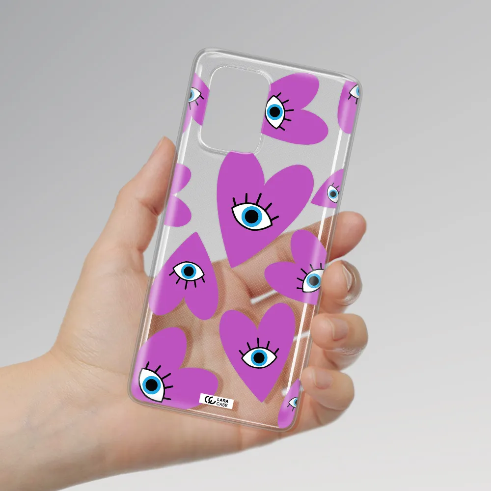 A Purple Heart With Eyes And A Black Eye Samsung A91 Clear Tpu Case