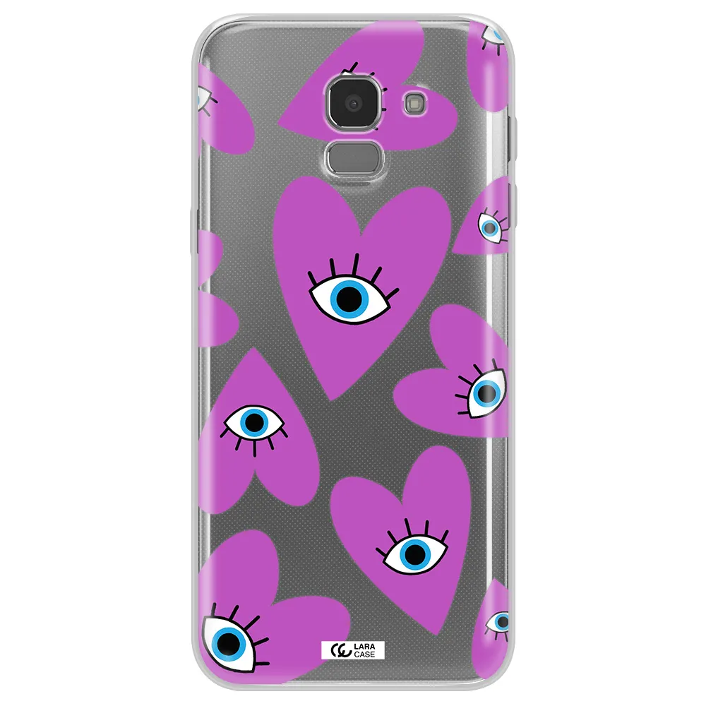 A Purple Heart With Eyes And A Black Eye Samsung J6 Clear Tpu Case