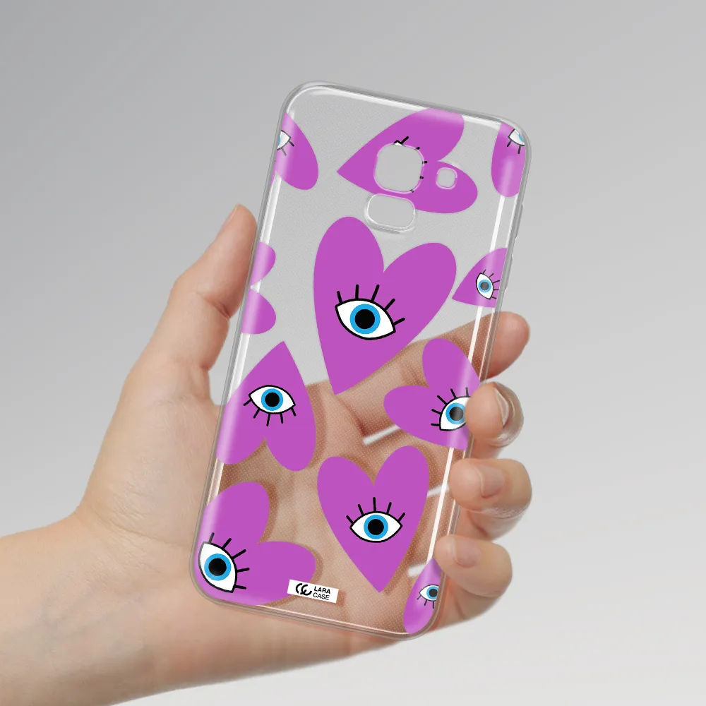 A Purple Heart With Eyes And A Black Eye Samsung J6 Clear Tpu Case