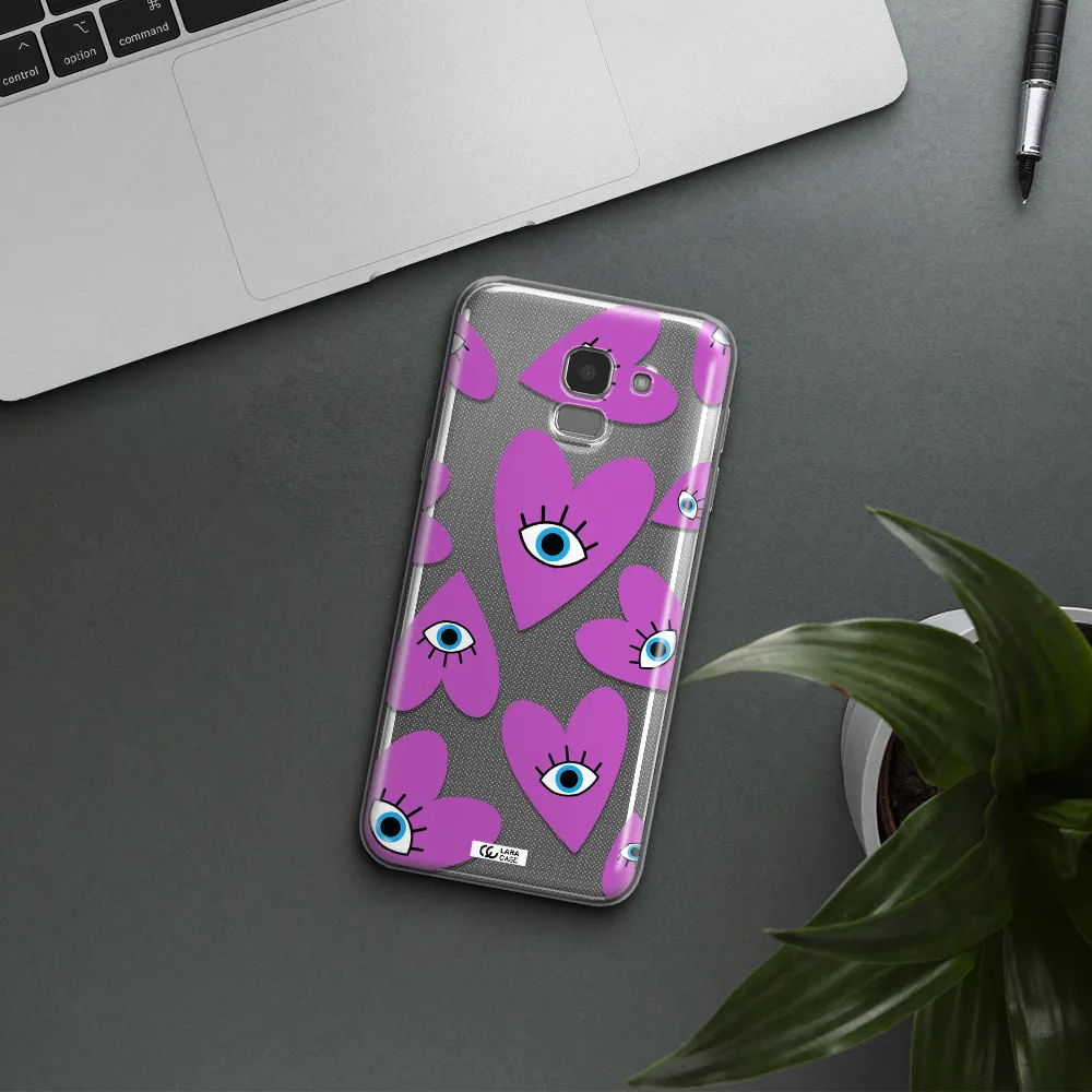 A Purple Heart With Eyes And A Black Eye Samsung J6 Clear Tpu Case