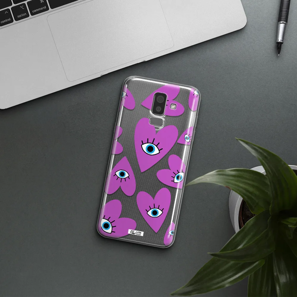 A Purple Heart With Eyes And A Black Eye Samsung J8 Clear Tpu Case