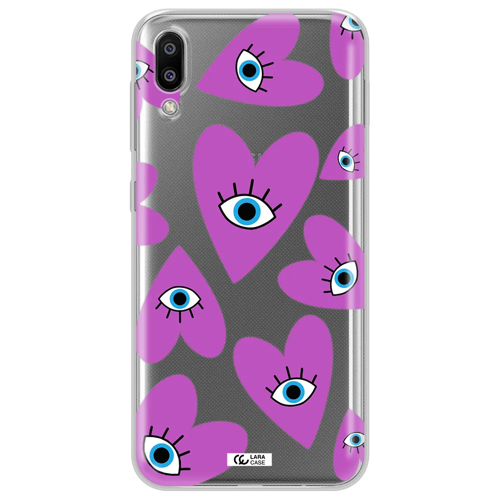 A Purple Heart With Eyes And A Black Eye Samsung M10 Clear Tpu Case