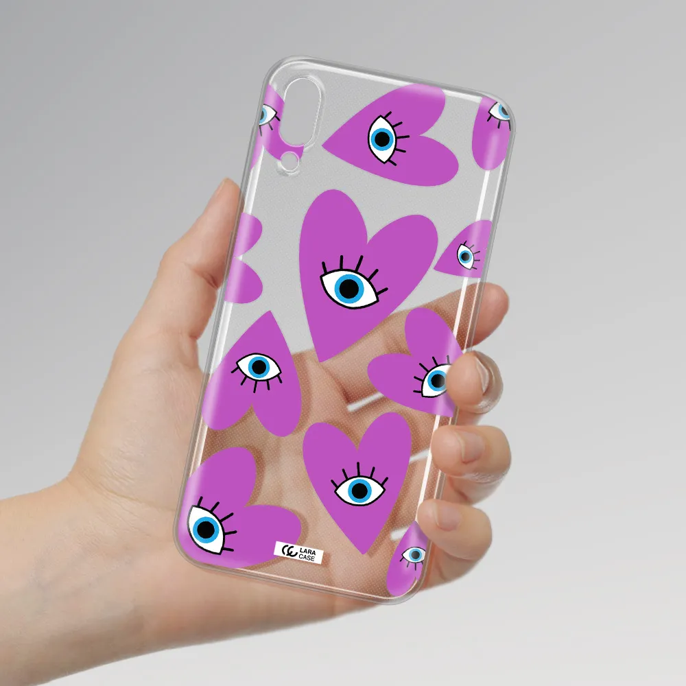 A Purple Heart With Eyes And A Black Eye Samsung M10 Clear Tpu Case