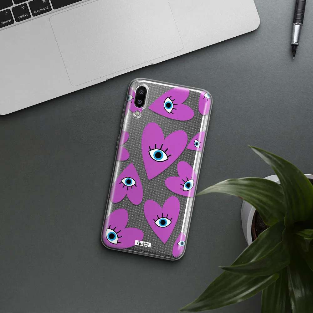 A Purple Heart With Eyes And A Black Eye Samsung M10 Clear Tpu Case