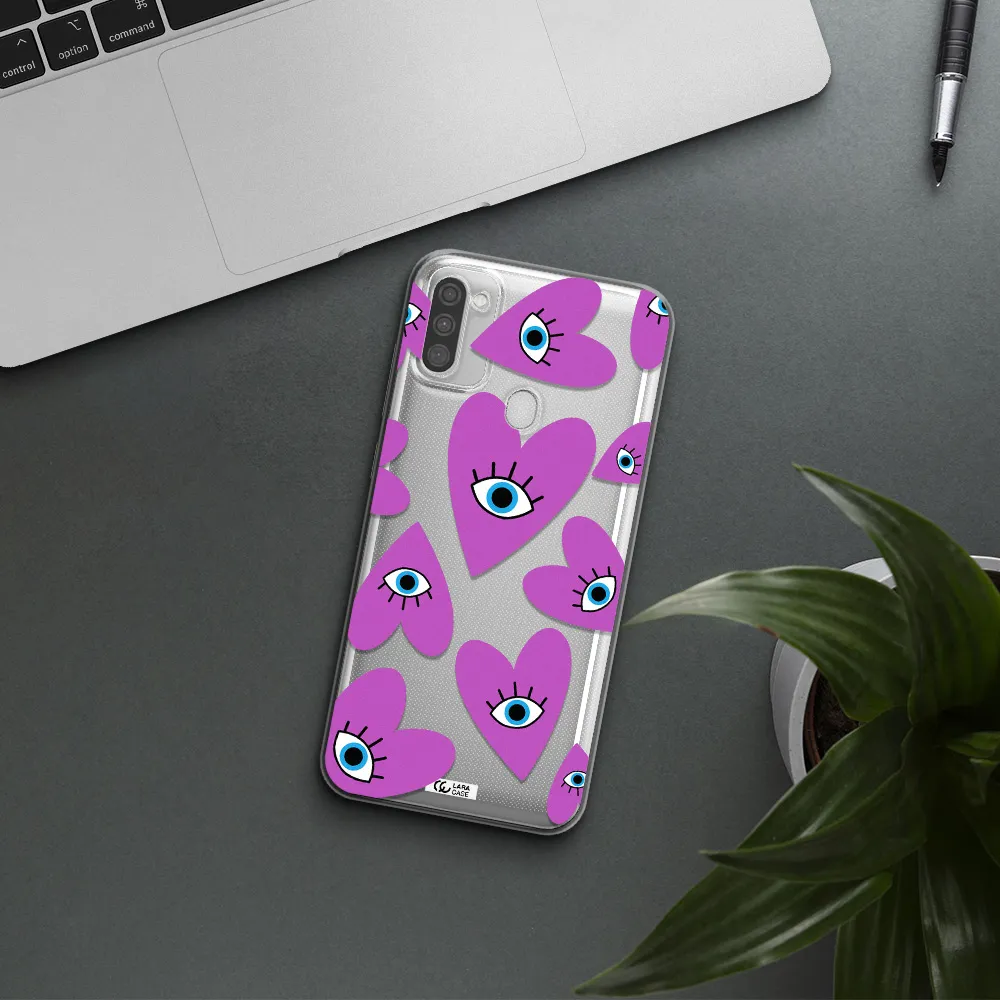 A Purple Heart With Eyes And A Black Eye Samsung M11 Clear Tpu Case
