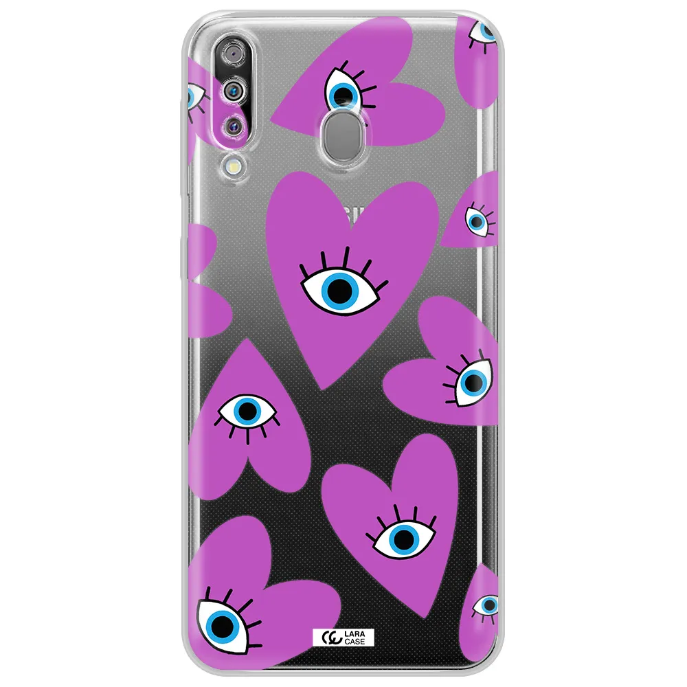 A Purple Heart With Eyes And A Black Eye Samsung M30 Clear Tpu Case