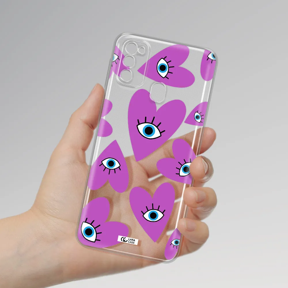 A Purple Heart With Eyes And A Black Eye Samsung M30S Clear Tpu Case