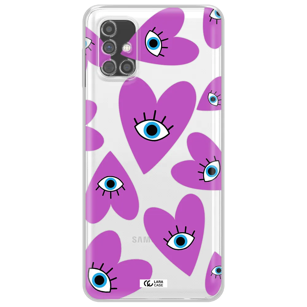 A Purple Heart With Eyes And A Black Eye Samsung M31S Clear Tpu Case