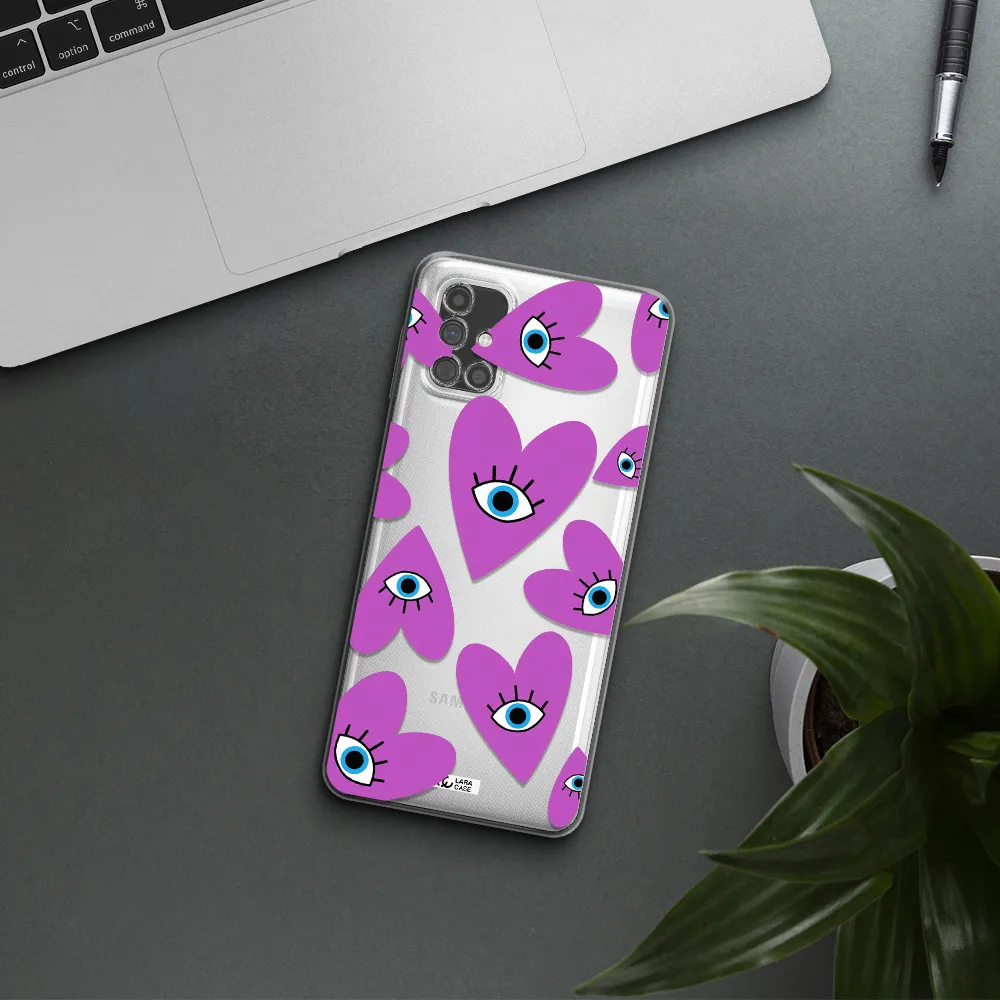 A Purple Heart With Eyes And A Black Eye Samsung M51 Clear Tpu Case