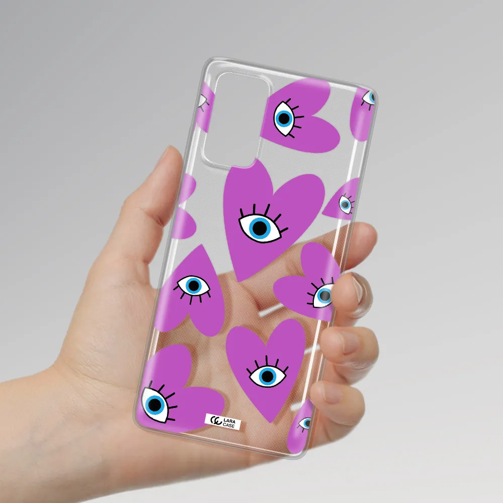 A Purple Heart With Eyes And A Black Eye Samsung Note 20 Clear Tpu Case