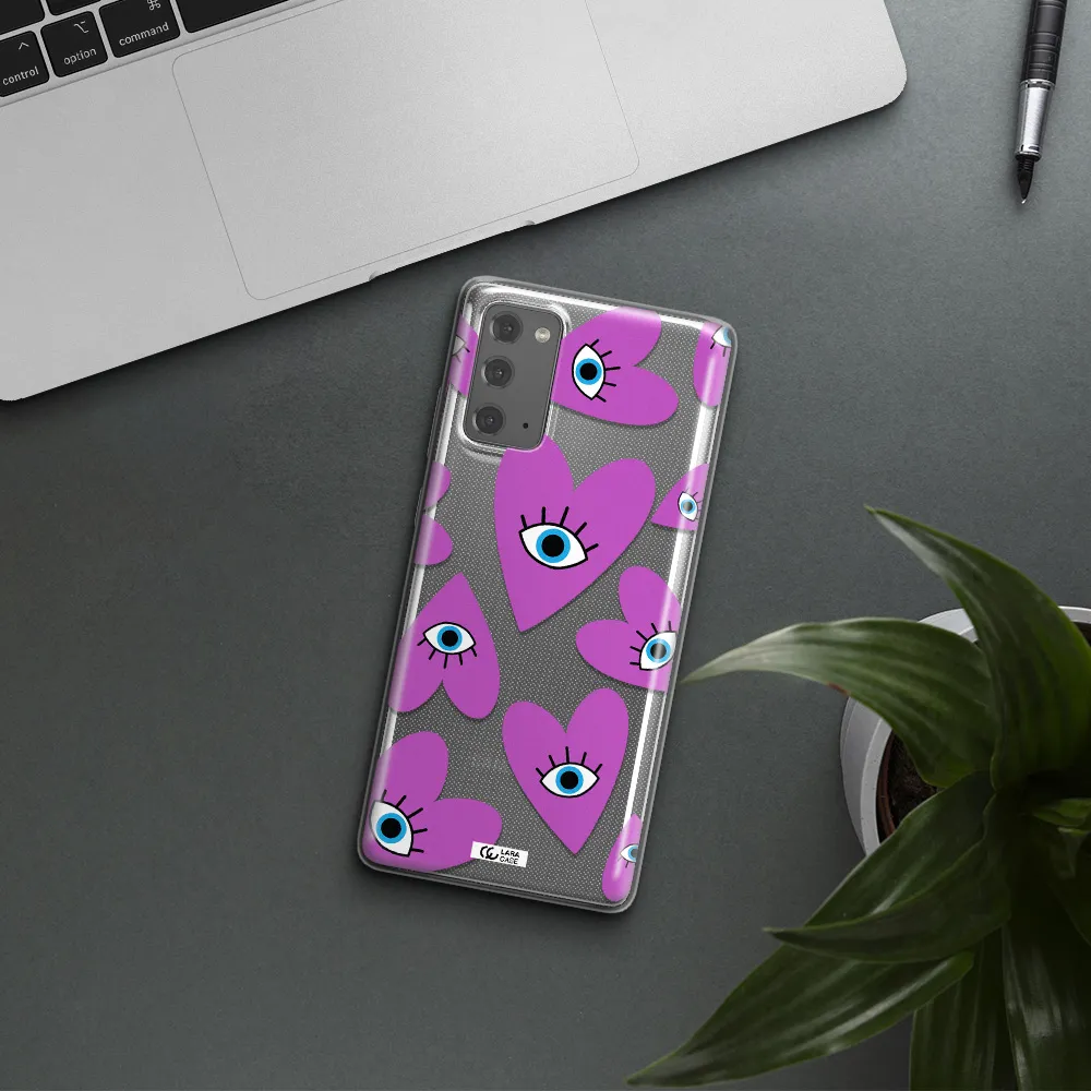 A Purple Heart With Eyes And A Black Eye Samsung Note 20 Clear Tpu Case