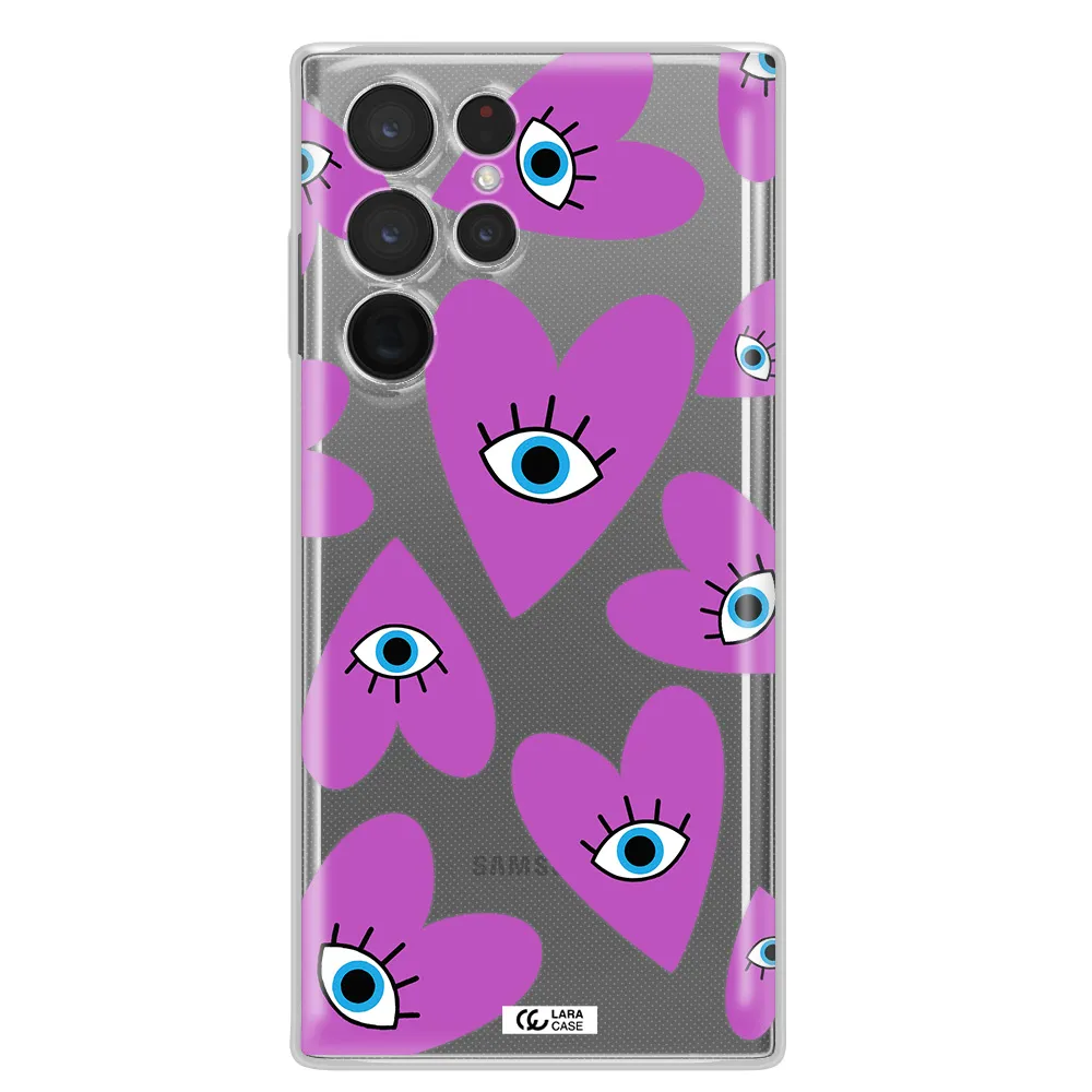 A Purple Heart With Eyes And A Black Eye Samsung S 22 Ultra Clear Tpu Case
