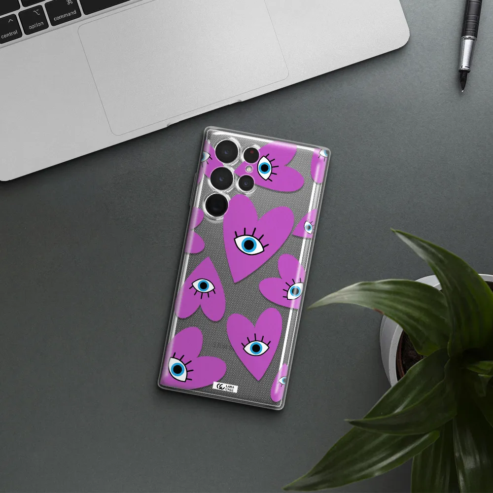 A Purple Heart With Eyes And A Black Eye Samsung S 22 Ultra Clear Tpu Case