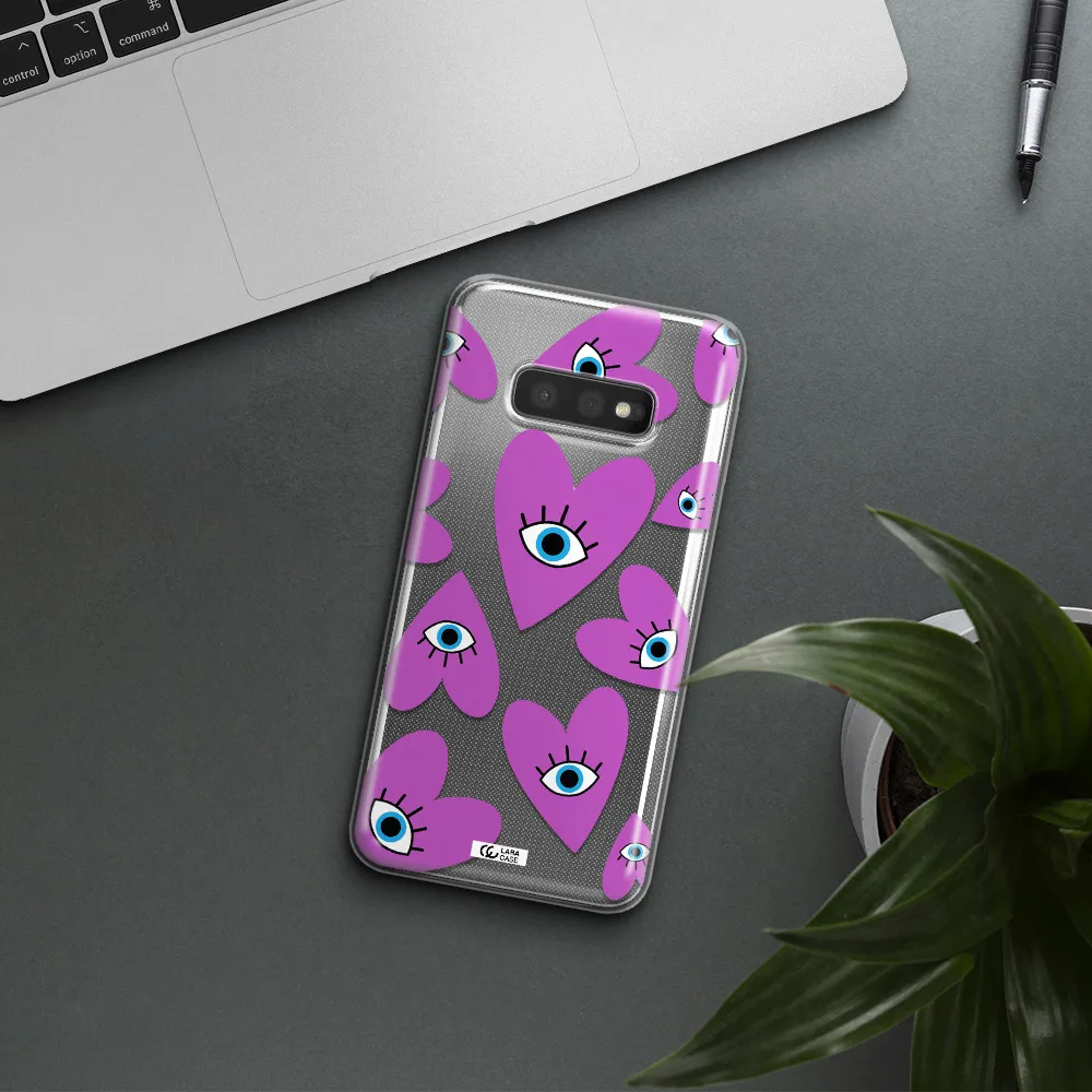 A Purple Heart With Eyes And A Black Eye Samsung S10E Clear Tpu Case