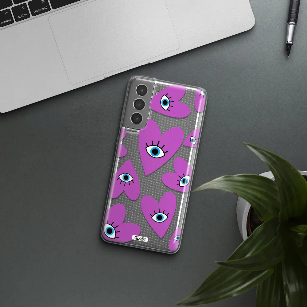 A Purple Heart With Eyes And A Black Eye Samsung S21 Clear Tpu Case