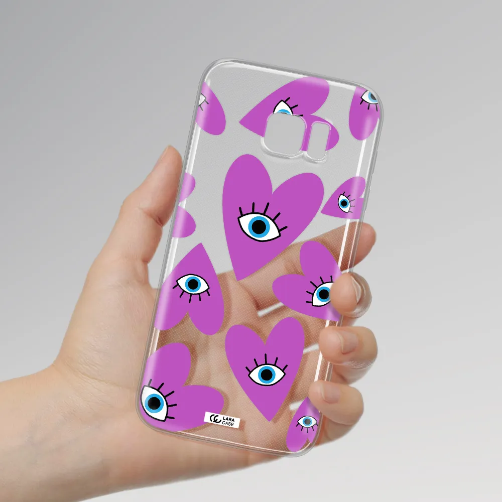 A Purple Heart With Eyes And A Black Eye Samsung S7 Edge Clear Tpu Case