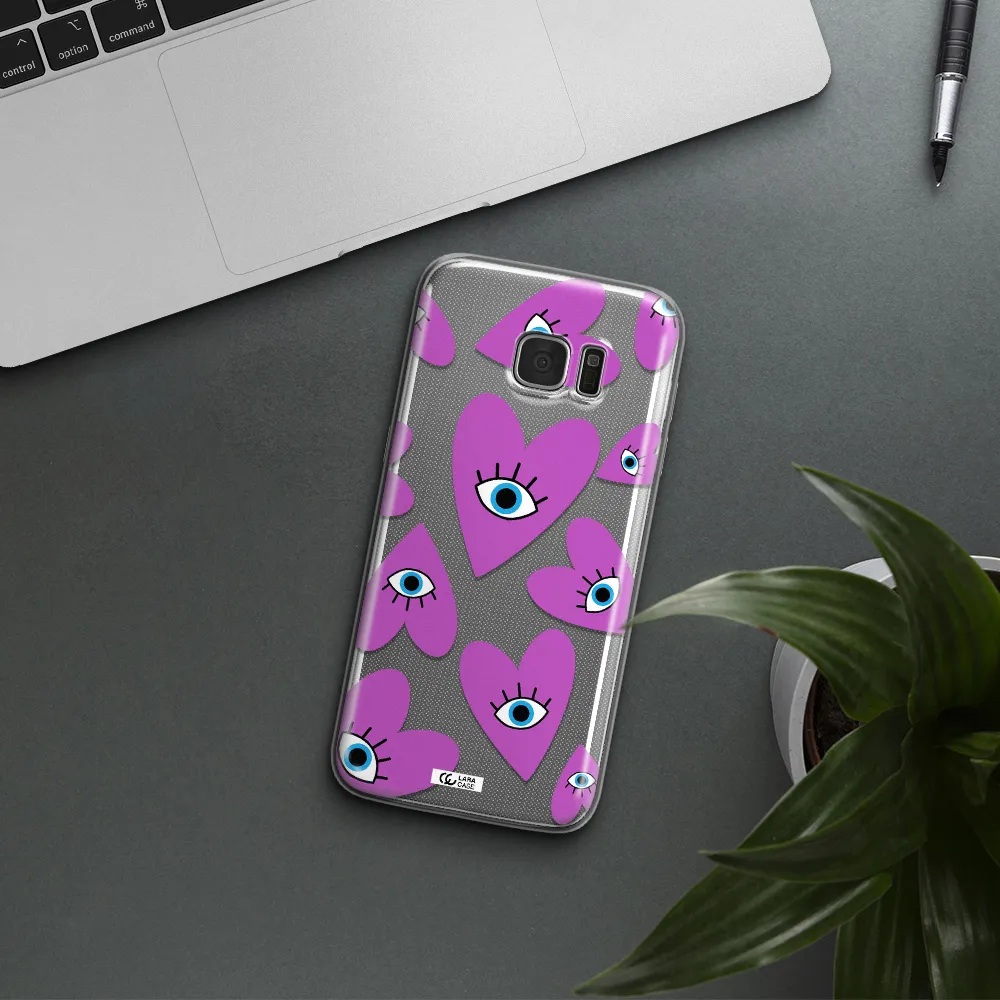 A Purple Heart With Eyes And A Black Eye Samsung S7 Edge Clear Tpu Case