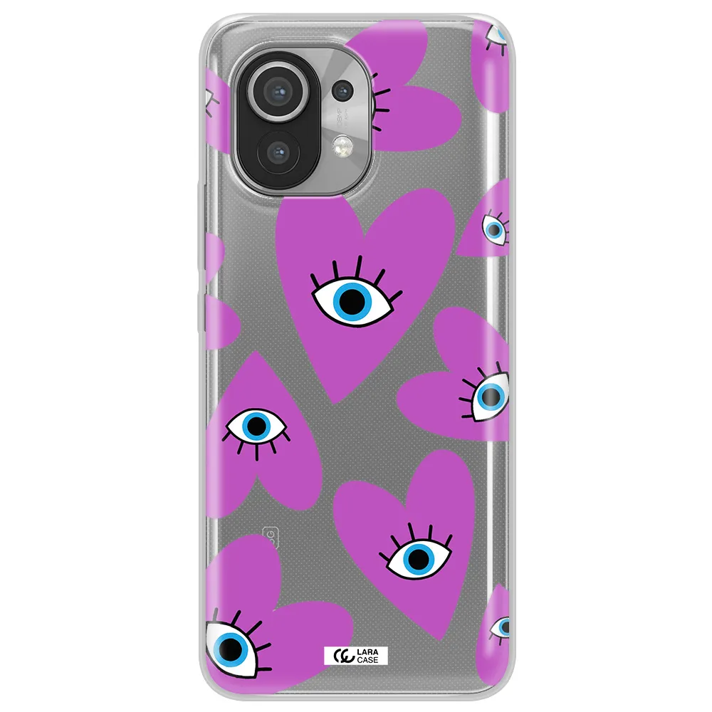 A Purple Heart With Eyes And A Black Eye Xiaomi Mi 11 Clear Tpu Case