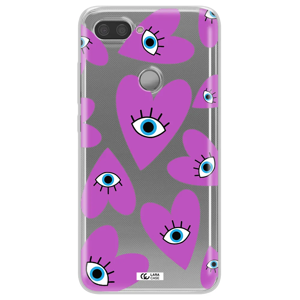 A Purple Heart With Eyes And A Black Eye Xiaomi Mi 8 Lite Clear Tpu Case