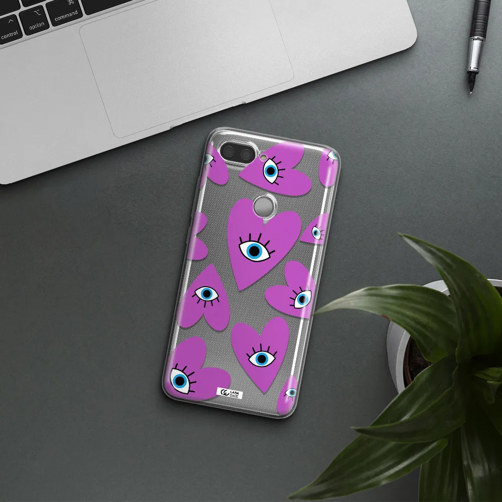 A Purple Heart With Eyes And A Black Eye Xiaomi Mi 8 Lite Clear Tpu Case
