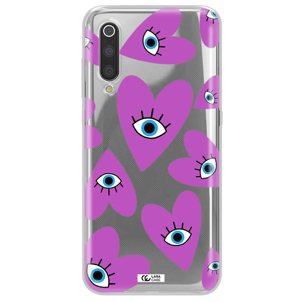 A Purple Heart With Eyes And A Black Eye Xiaomi Mi 9 Clear Tpu Case