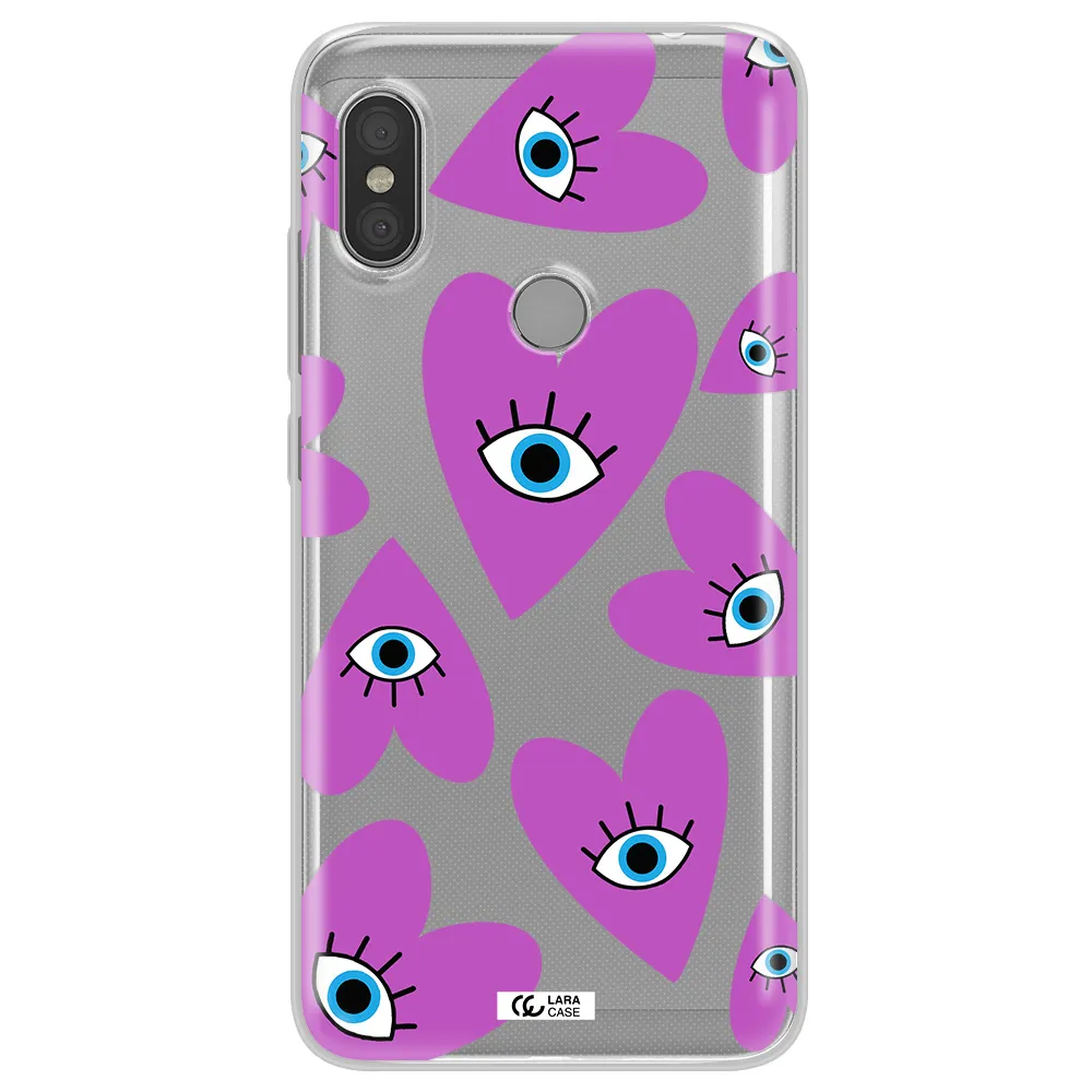 A Purple Heart With Eyes And A Black Eye Xiaomi Redmi Note 6 Pro Clear Tpu Case