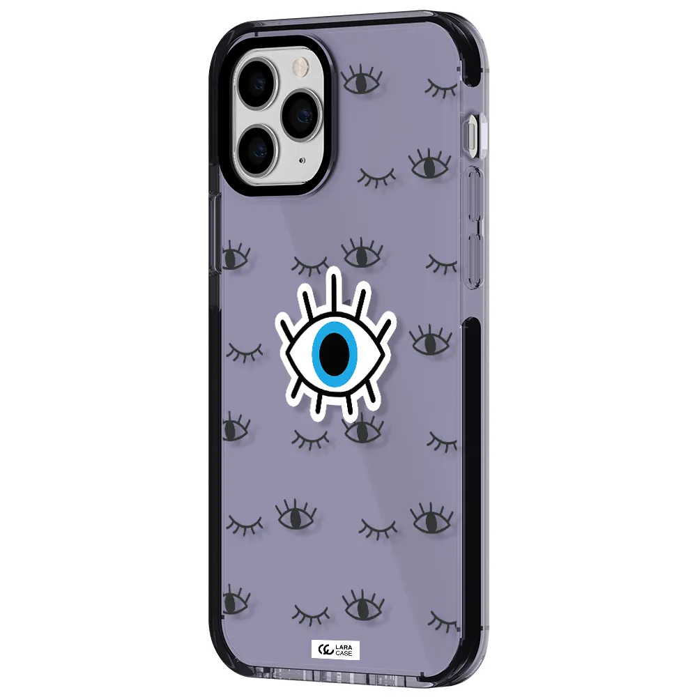 a blue eye with black eyeballs and eyelashes Apple iPhone 11 pro max impact Lilac Case