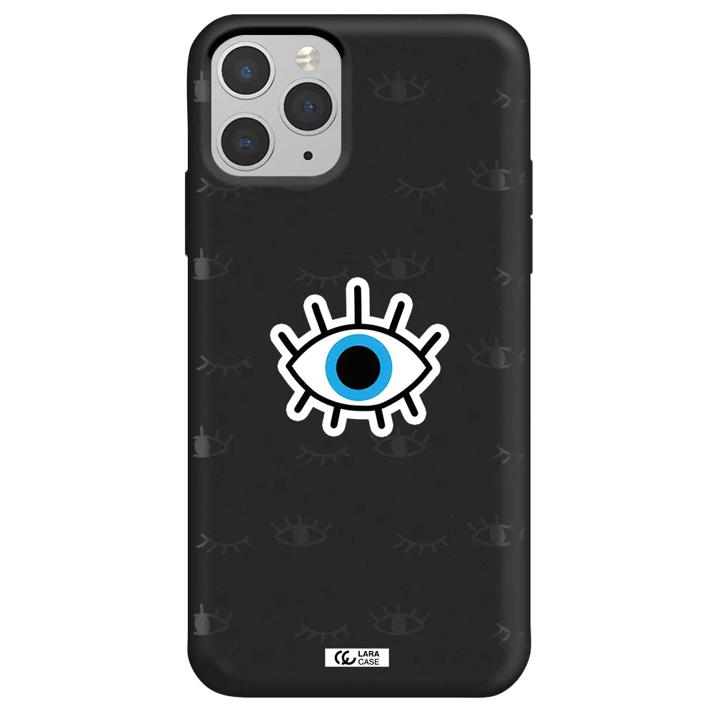 a blue eye with black eyeballs and eyelashes Apple iPhone 11 pro Silicone black Case
