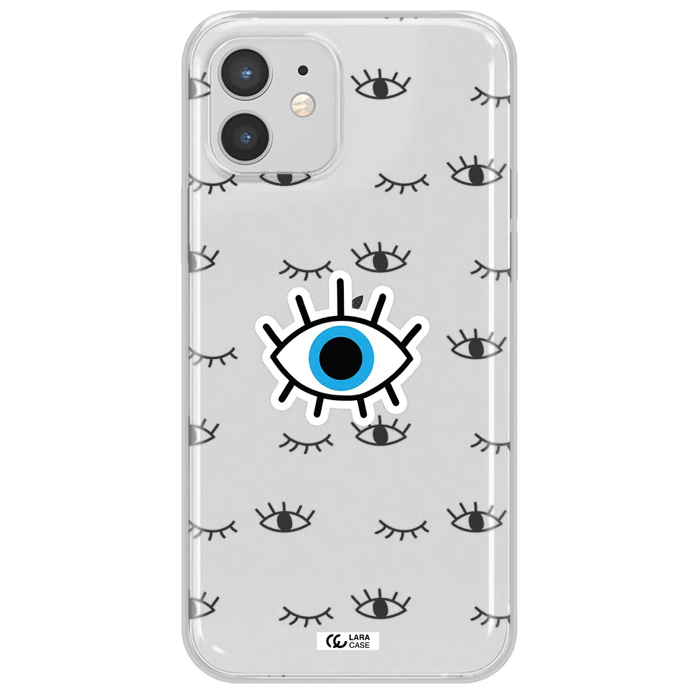 A Blue Eye With Black Eyeballs And Eyelashes Apple Iphone 12 Mini Clear Tpu Case