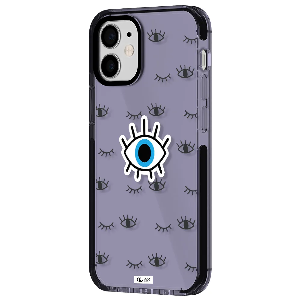 a blue eye with black eyeballs and eyelashes Apple iPhone 12 mini impact Lilac Case