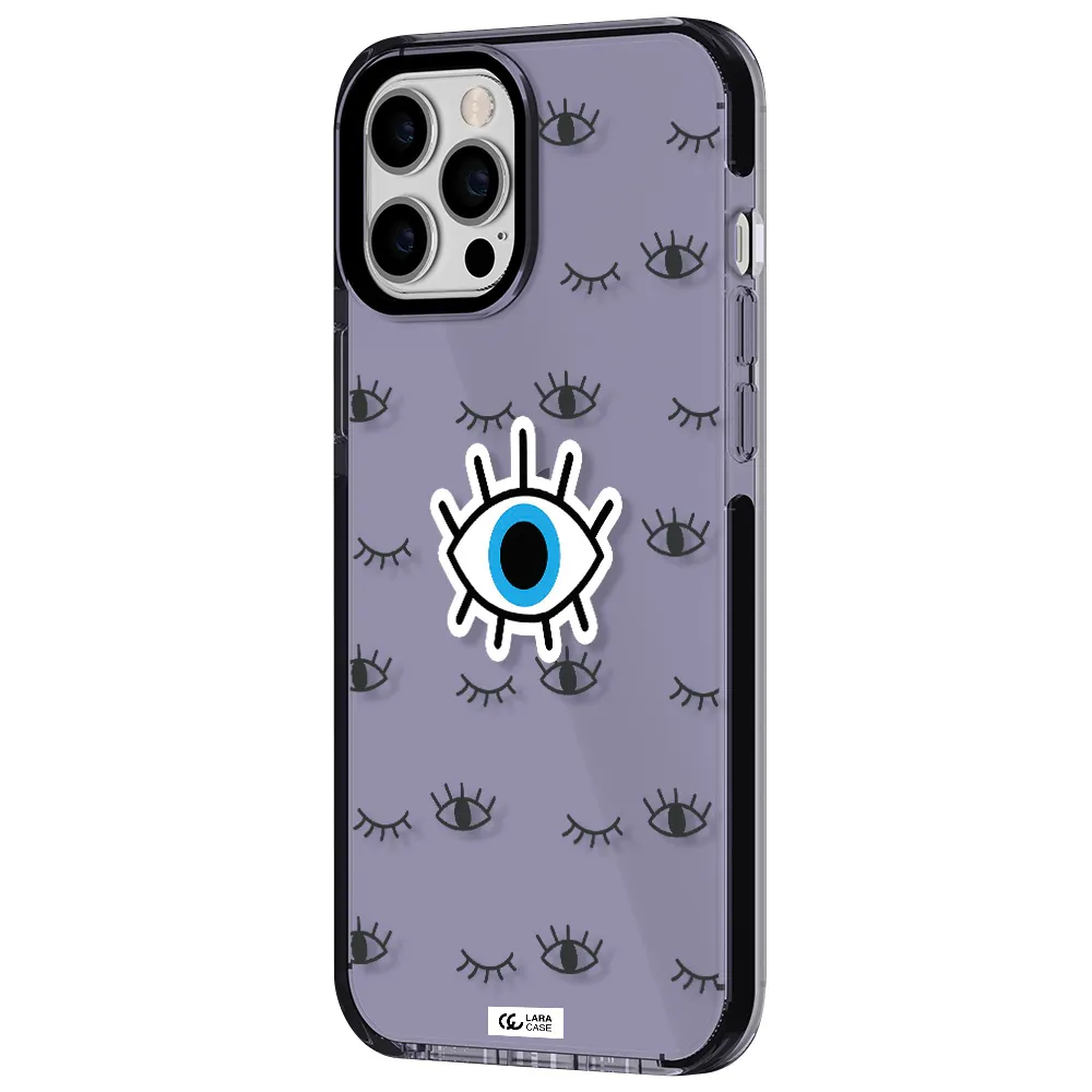 a blue eye with black eyeballs and eyelashes Apple iPhone 12 pro max impact Lilac Case