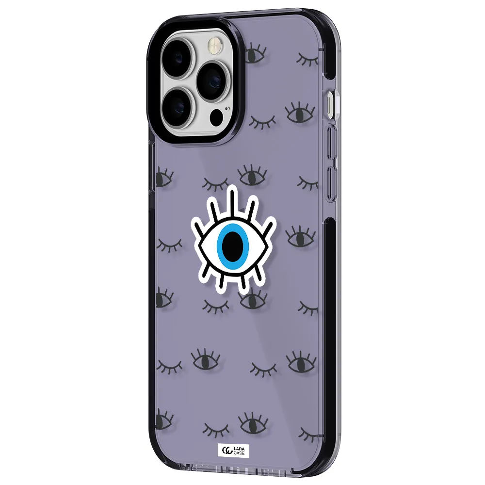 a blue eye with black eyeballs and eyelashes Apple iPhone 13 Pro Max impact Lilac Case