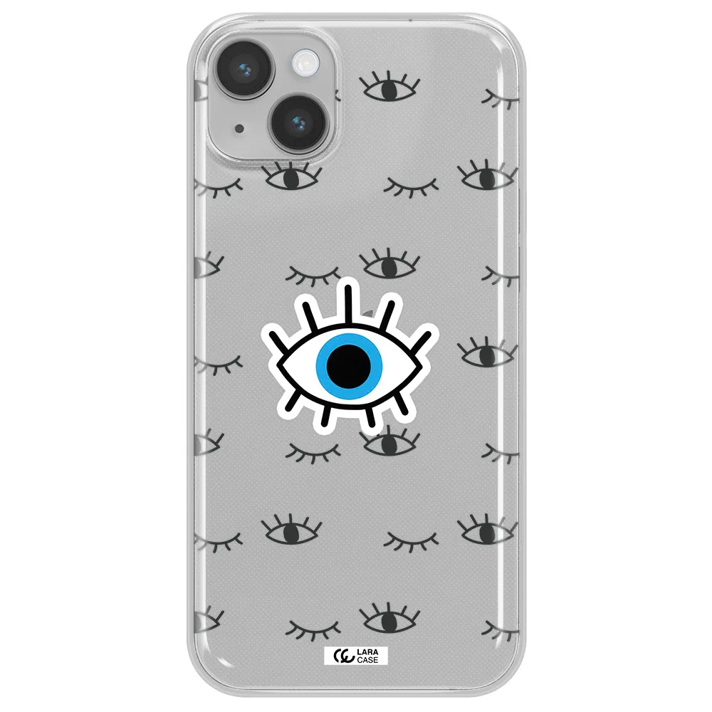 A Blue Eye With Black Eyeballs And Eyelashes Apple Iphone 14 Plus Clear Tpu Case