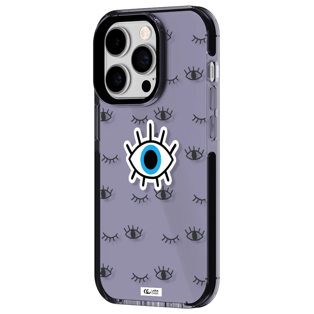 a blue eye with black eyeballs and eyelashes Apple iPhone 14 pro impact Lilac Case