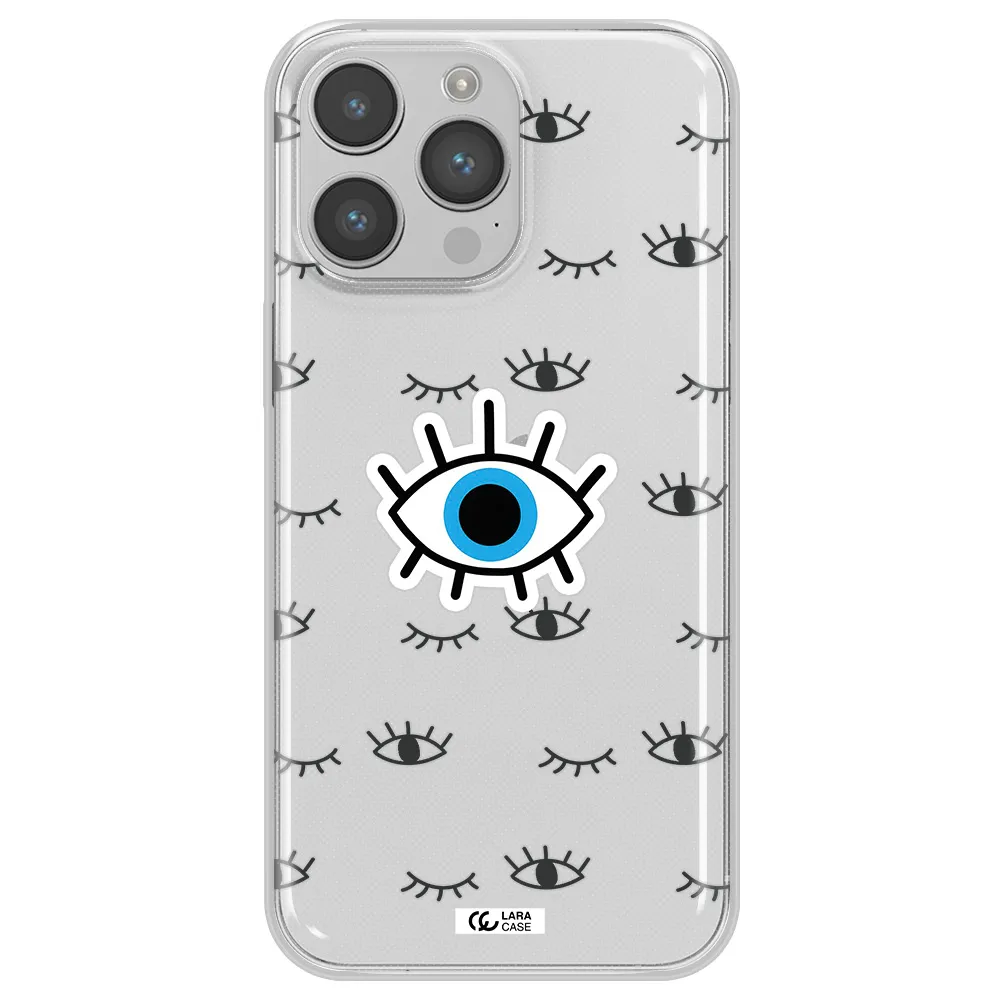 A Blue Eye With Black Eyeballs And Eyelashes Apple Iphone 14 Pro Max Clear Tpu Case