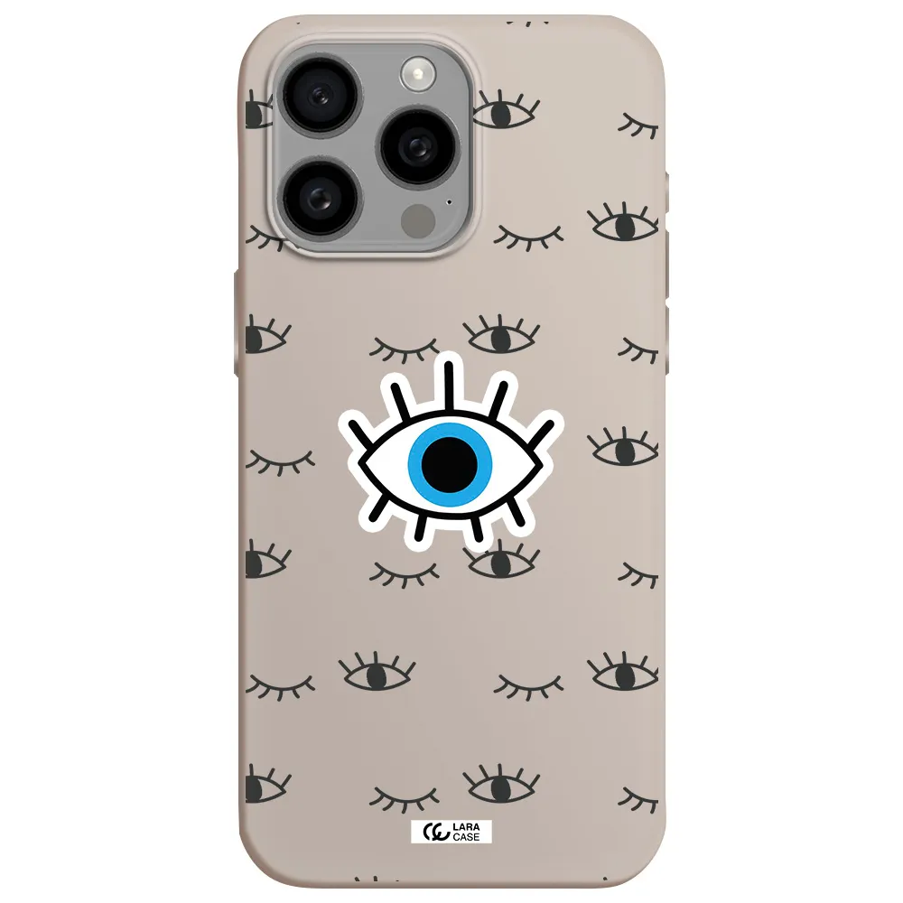 a blue eye with black eyeballs and eyelashes Apple Iphone 15 Pro max Silicone Stone Case