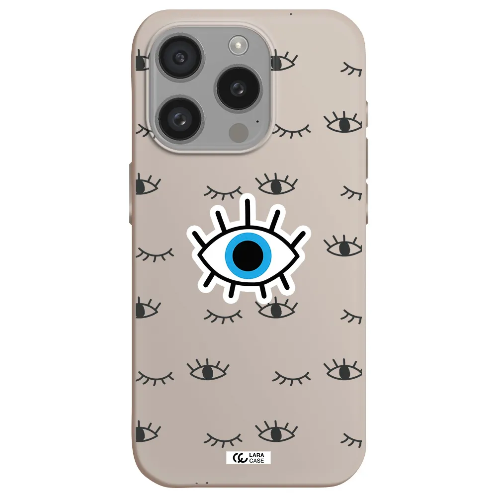 A Blue Eye With Black Eyeballs And Eyelashes Apple Iphone 15 Pro Silicone Stone Case