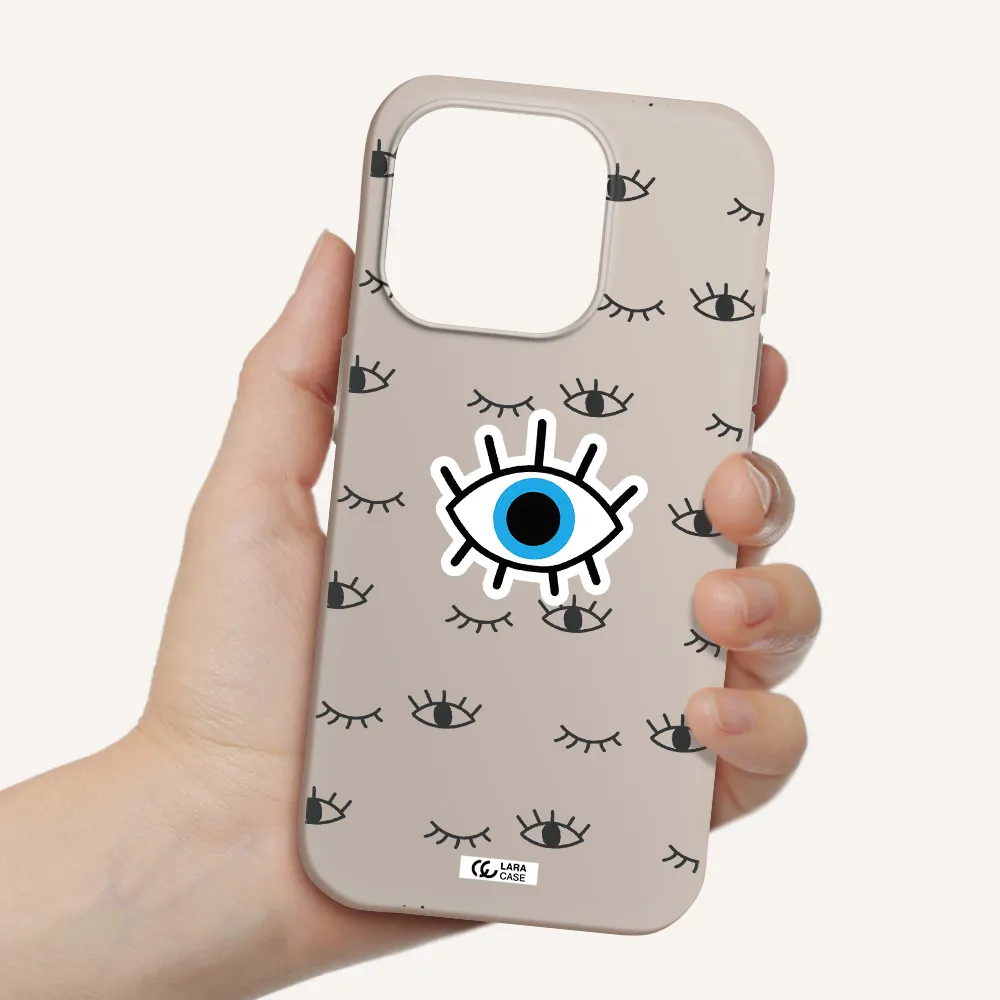 A Blue Eye With Black Eyeballs And Eyelashes Apple Iphone 15 Pro Silicone Stone Case