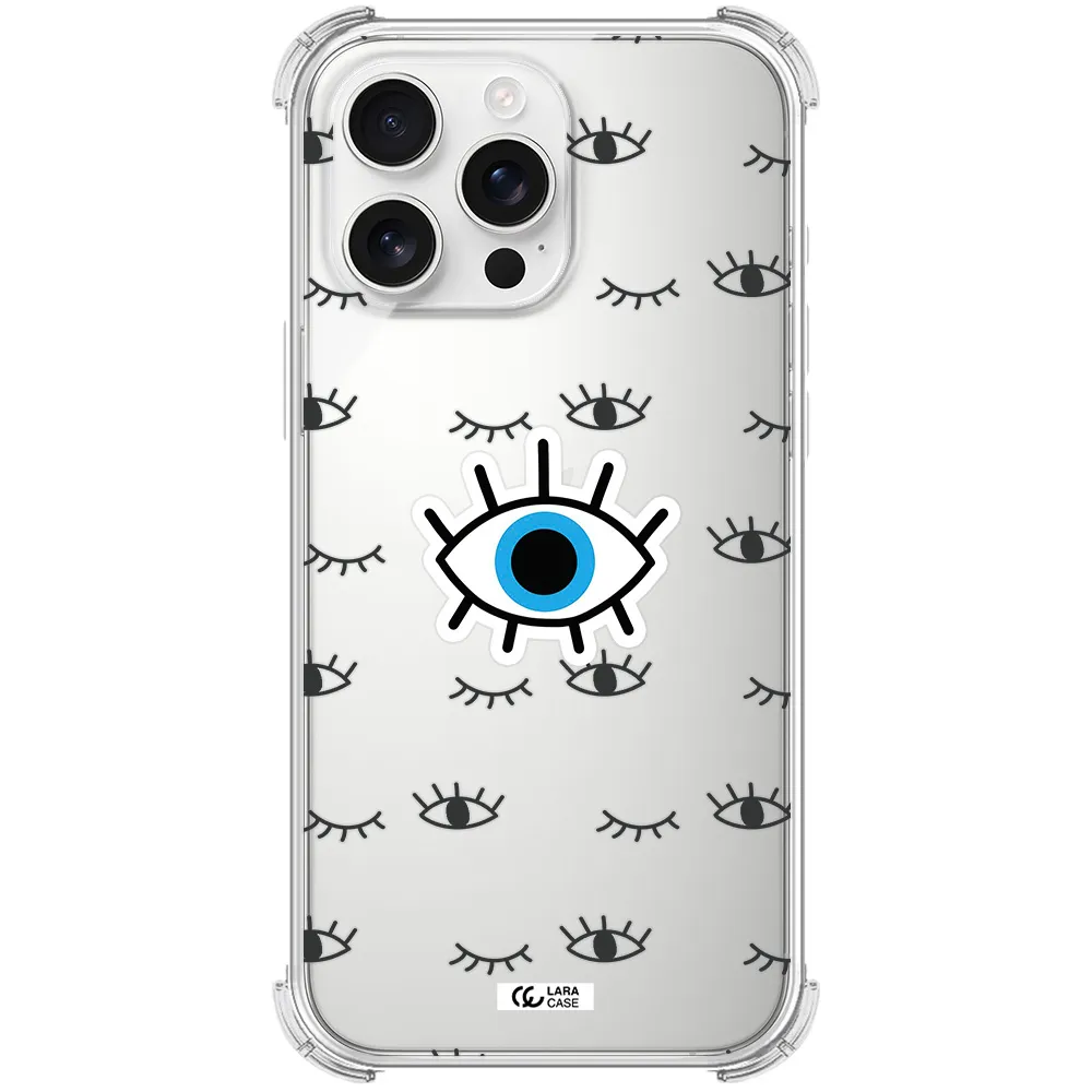 A Blue Eye With Black Eyeballs And Eyelashes Apple Iphone 16 Pro Max Clear Pc Case