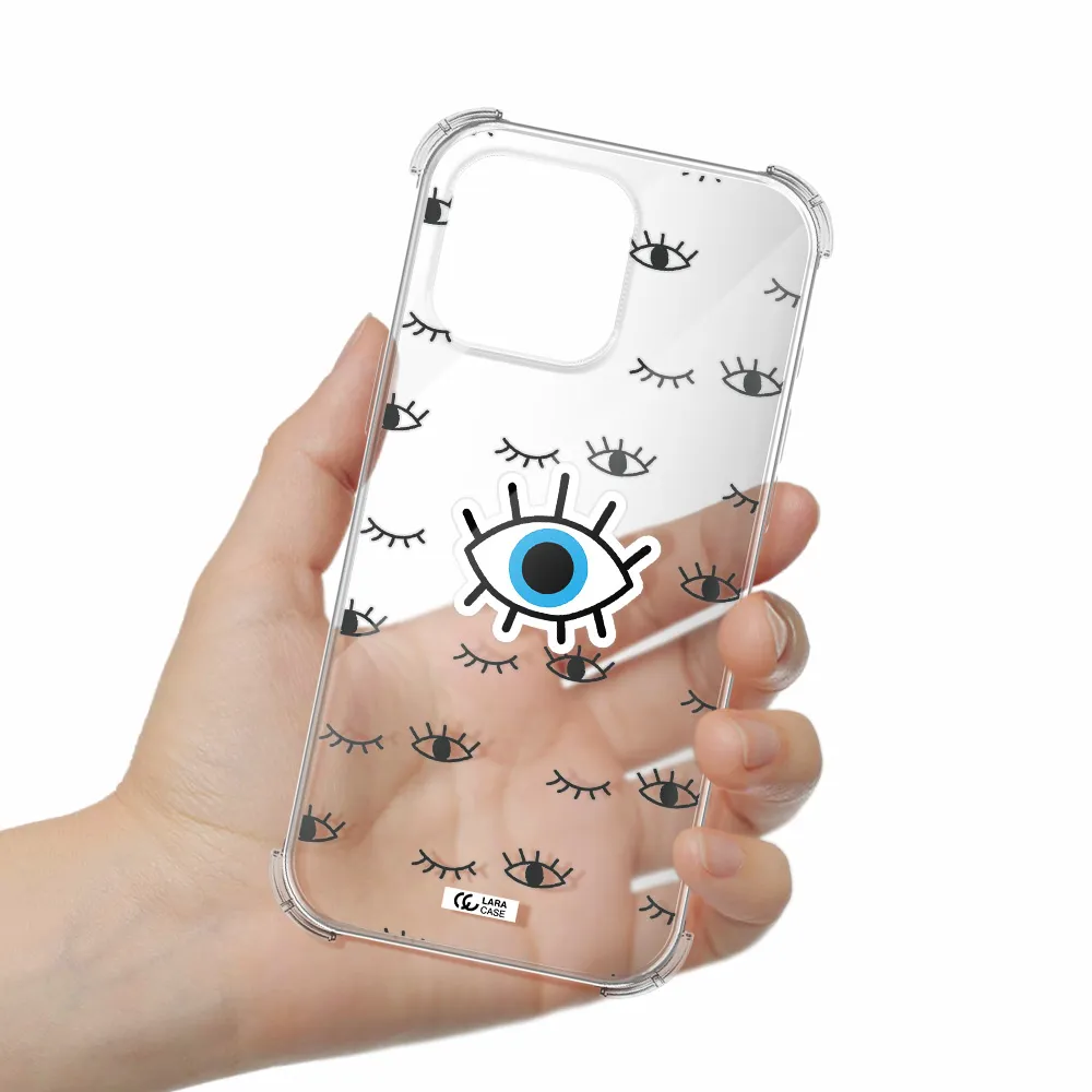 A Blue Eye With Black Eyeballs And Eyelashes Apple Iphone 16 Pro Max Clear Pc Case