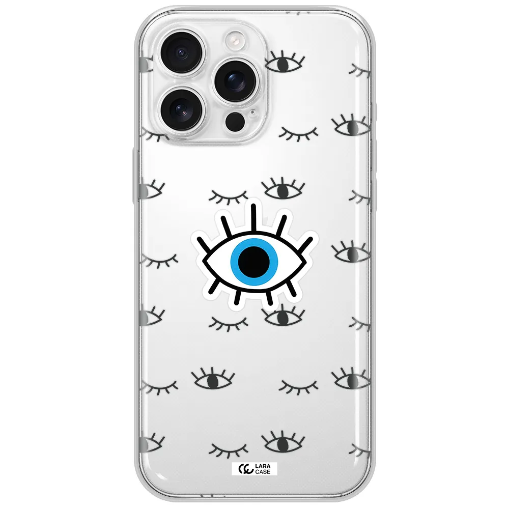 A Blue Eye With Black Eyeballs And Eyelashes Apple Iphone 16 Pro Max Clear Tpu Case