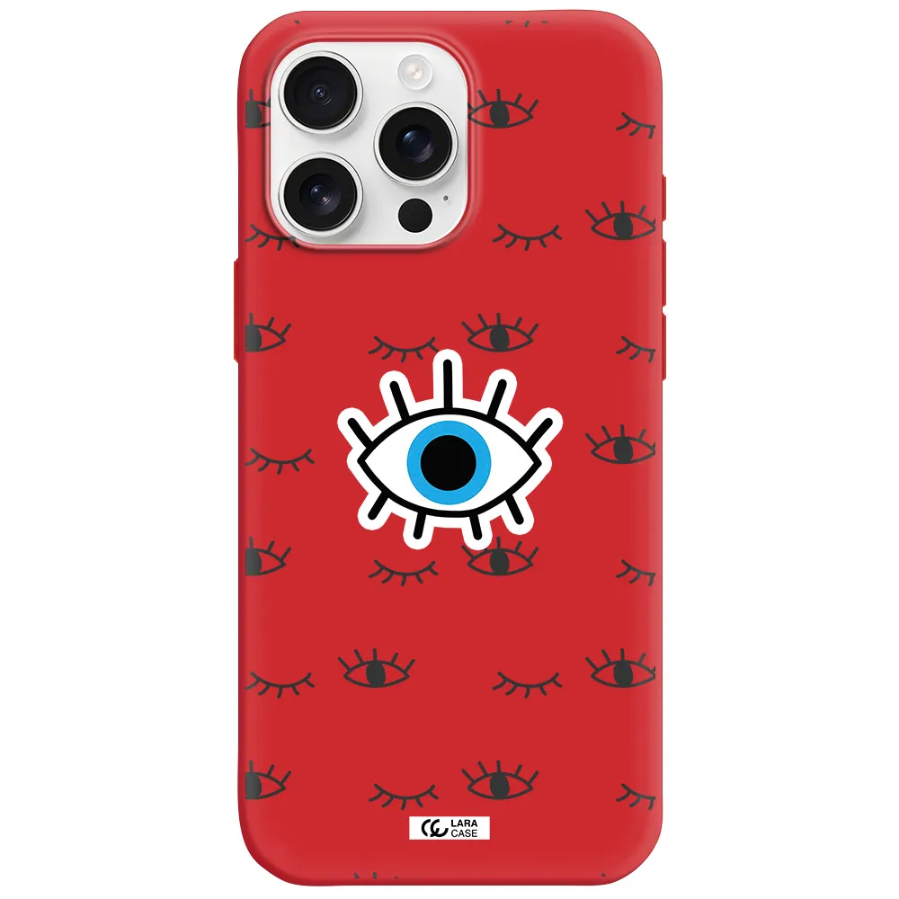 A Blue Eye With Black Eyeballs And Eyelashes Apple Iphone 16 Pro Max Silicone Imperial Red Case
